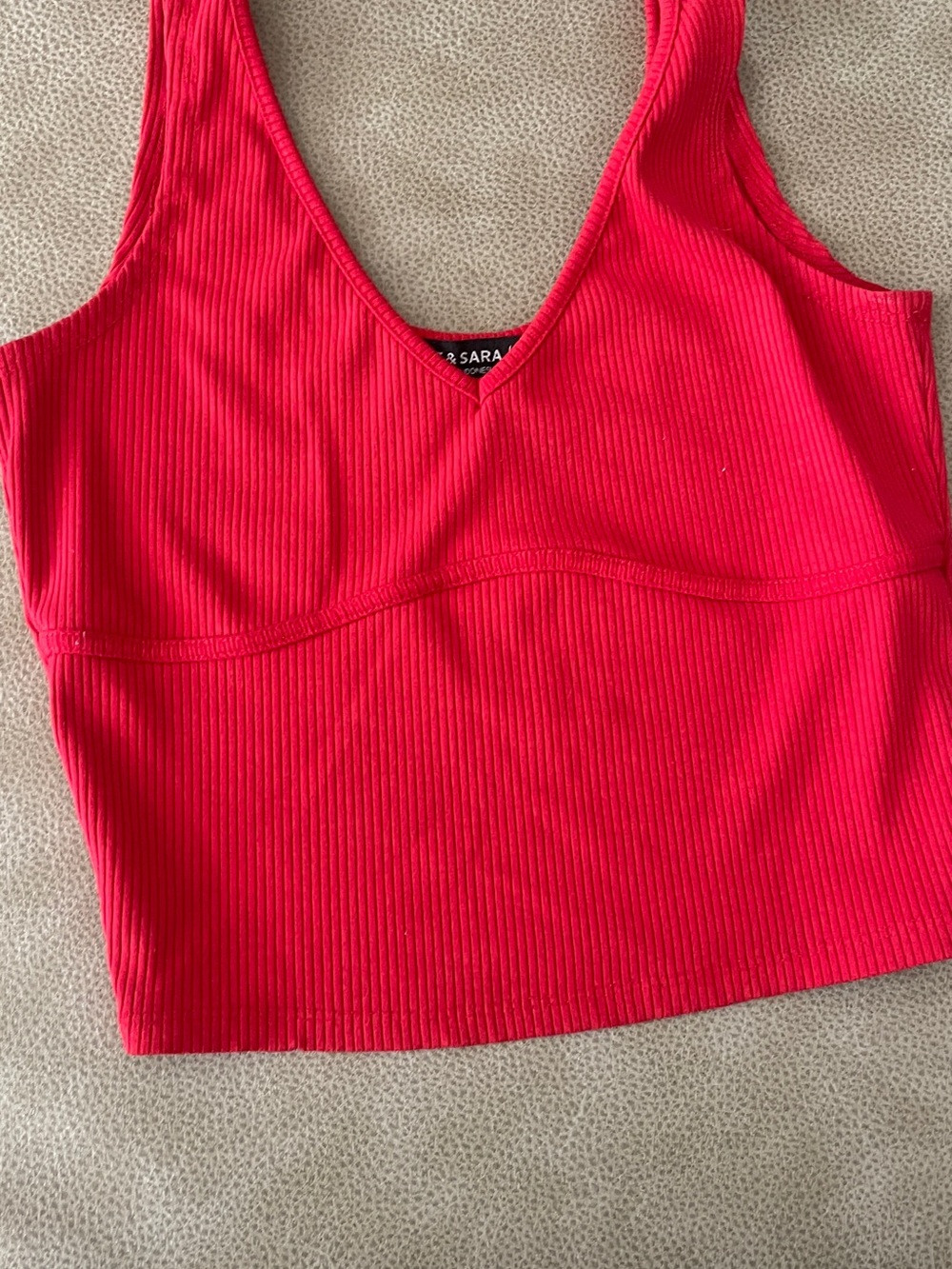 Reformation Bright Red Ribbed V-Neck Tank